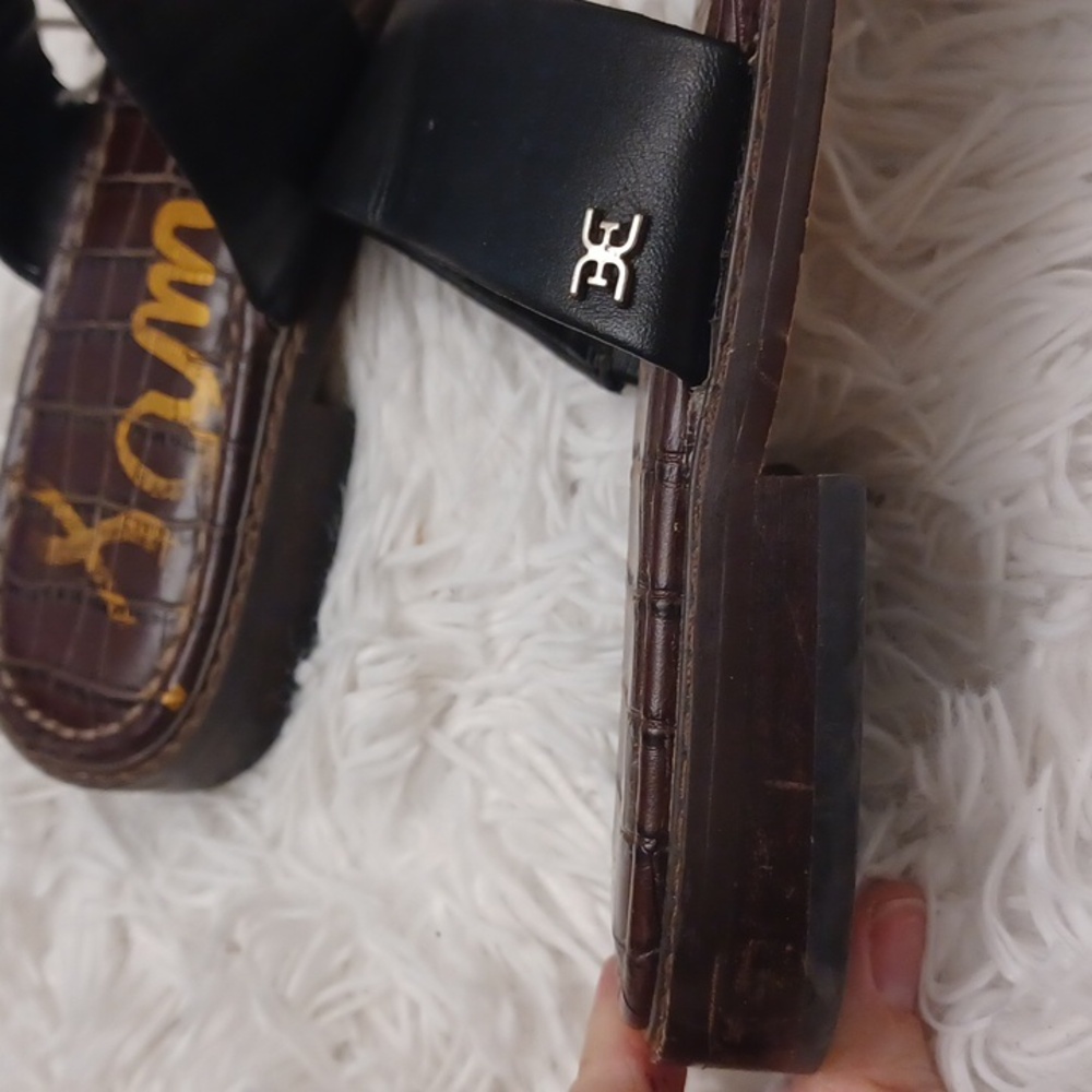 Sam Edeman Haydee Black Leather Double Strap Sandals Size 9.5 - Picture 8 of 12